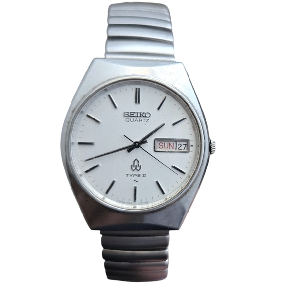 Vintage Seiko Type II Men's Watch 7123-7000 Stainless Steel Quartz Movement